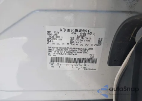 2017 Ford Edge Sel из США, поврежденный, VIN 2FMPK4J90HBB33456